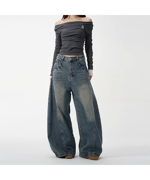 Sakka(サッカ)の「ワイドシルエット カーブデニムパンツ(デニムパンツ・レディース・ブルー・MEDIUM/LARGE/X-LARGE/SMALL)」の9枚目の写真