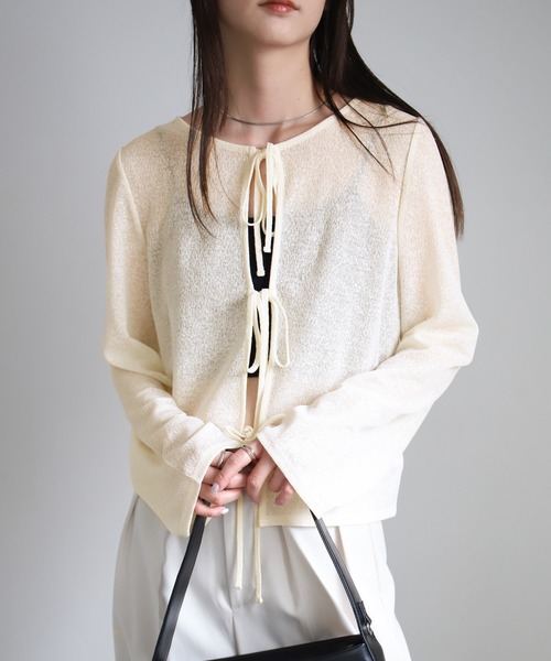 2WAYリボンスラブシアートップス（Tシャツ/カットソー）｜select MOCA