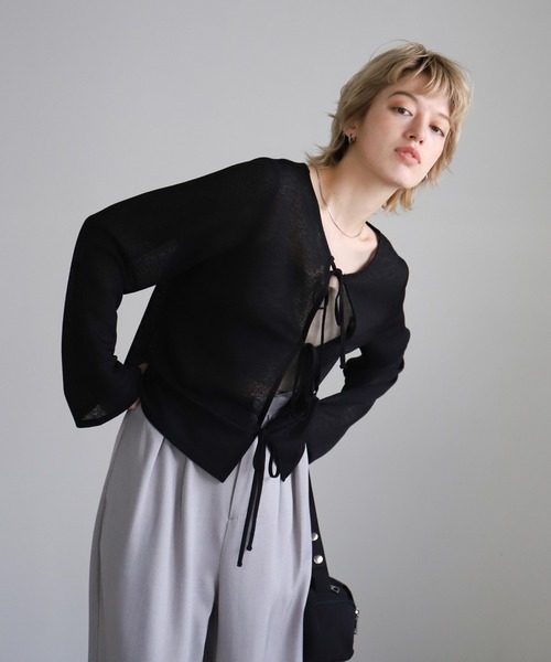 2WAYリボンスラブシアートップス（Tシャツ/カットソー）｜select MOCA