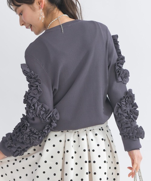 PICCIN PERLA（ピッチンペルラ）の「袖フリルリブニット（ニット/セーター・レディース・オフホワイト/ブラック/グレー・M）」の22枚目の写真