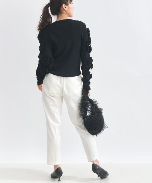 PICCIN PERLA（ピッチンペルラ）の「袖フリルリブニット（ニット/セーター・レディース・オフホワイト/ブラック/グレー・M）」の19枚目の写真