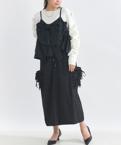 PICCIN PERLA（ピッチンペルラ）の「袖フリルリブニット（ニット/セーター・レディース・オフホワイト/ブラック/グレー・M）」の11枚目の写真