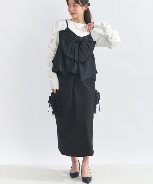 PICCIN PERLA（ピッチンペルラ）の「袖フリルリブニット（ニット/セーター・レディース・オフホワイト/ブラック/グレー・M）」の12枚目の写真