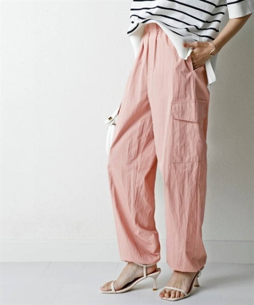 nissen（ニッセン）の「軽くてやわらか綿ナイロンカーゴパンツ(接触冷感・UVカット)＜大きいサイズ有＞（カーゴパンツ・レディース・ピンク/グリーン/ブラック・LL/S/3L/M/L）」の3枚目の写真