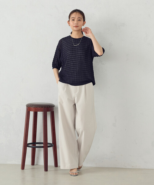 COMME CA ISM(コムサイズム)の「【セットアイテム】チェック柄ニットT+タンクトップ(ニット/セーター・レディース・ネイビー/ターコイズブルー/アイボリー・FREE)」の7枚目の写真
