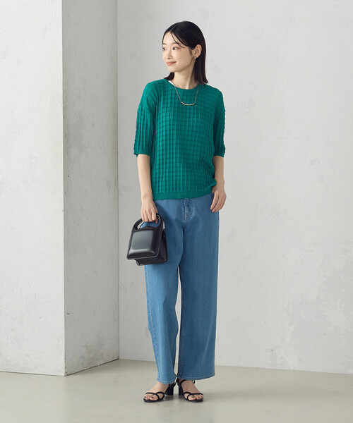 COMME CA ISM(コムサイズム)の「【セットアイテム】チェック柄ニットT+タンクトップ(ニット/セーター・レディース・ネイビー/ターコイズブルー/アイボリー・FREE)」の10枚目の写真