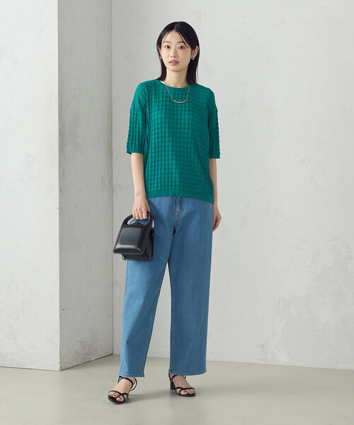COMME CA ISM(コムサイズム)の「【セットアイテム】チェック柄ニットT+タンクトップ(ニット/セーター・レディース・ネイビー/ターコイズブルー/アイボリー・FREE)」の11枚目の写真