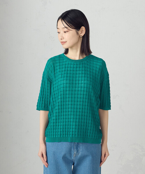 COMME CA ISM(コムサイズム)の「【セットアイテム】チェック柄ニットT+タンクトップ(ニット/セーター・レディース・ネイビー/ターコイズブルー/アイボリー・FREE)」の13枚目の写真