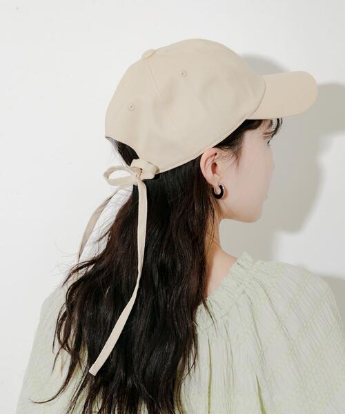 SMELLY(スメリー)の「バックリボンキャップ(キャップ・レディース・ブラック/ベージュ・-)」の2枚目の写真