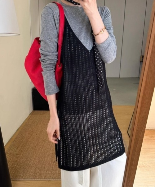 gossip!ロサンゼルス(ゴシップロサンゼルス)の「ヴィンテージ キャミワンピース レイヤード 日常&シンプル(キャミソール・レディース・ホワイト/グリーン/ブラック・FREE)」の1枚目の写真