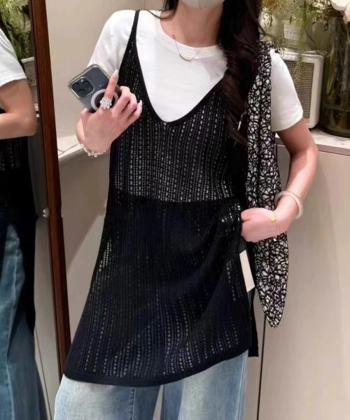 gossip!ロサンゼルス(ゴシップロサンゼルス)の「ヴィンテージ キャミワンピース レイヤード 日常&シンプル(キャミソール・レディース・ホワイト/グリーン/ブラック・FREE)」の14枚目の写真