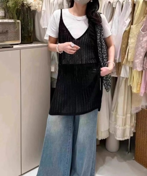 gossip!ロサンゼルス(ゴシップロサンゼルス)の「ヴィンテージ キャミワンピース レイヤード 日常&シンプル(キャミソール・レディース・ホワイト/グリーン/ブラック・FREE)」の13枚目の写真
