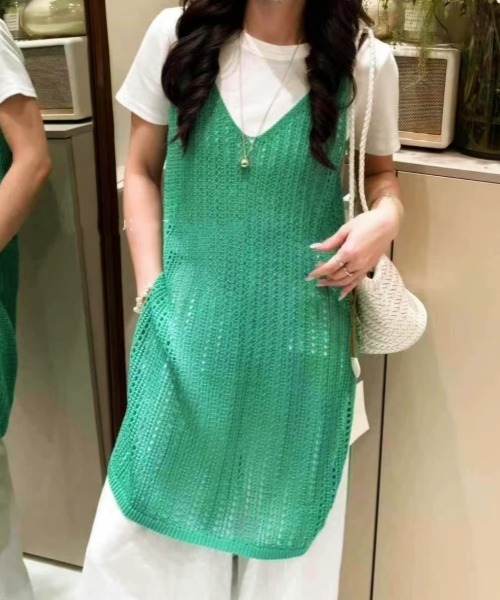 gossip!ロサンゼルス(ゴシップロサンゼルス)の「ヴィンテージ キャミワンピース レイヤード 日常&シンプル(キャミソール・レディース・ホワイト/グリーン/ブラック・FREE)」の19枚目の写真