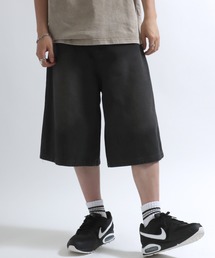 Salong hameu | 12ozオーバーダイ デニムワイドハーフパンツ/バミューダパンツ/ジョーツ メンズ レディース ユニセックス(デニムパンツ)
