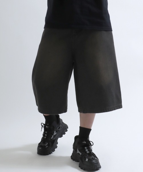 セール】12ozオーバーダイデニムワイドハーフパンツ/デニム