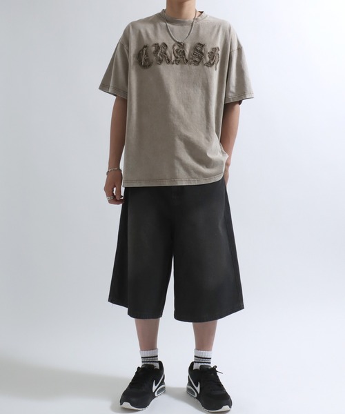 Salong hameu（サロン ハミュー）の「12ozオーバーダイ デニムワイドハーフパンツ/バミューダパンツ/ジョーツ メンズ レディース ユニセックス（デニムパンツ・メンズ・ブルー/チャコール/ブラック系/ネイビー系/ネイビー系1/グリーン系その他/ライトブルー・LL/M/L）」の14枚目の写真