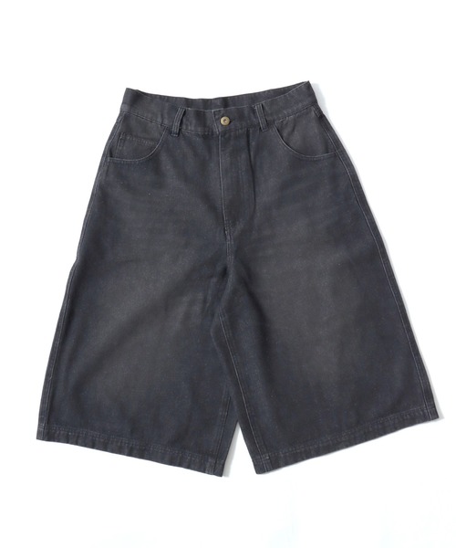 Salong hameu(サロン ハミュー)の「12ozオーバーダイ デニムワイドハーフパンツ/バミューダパンツ/ジョーツ メンズ レディース ユニセックス(デニムパンツ・メンズ・ブルー/チャコール/ブラック系/ネイビー系/ネイビー系1/グリーン系その他/ライトブルー・LL/M/L)」の8枚目の写真