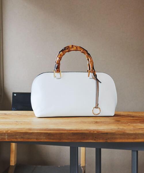 RODE SKO（ロデスコ）の「バンブー風ヨコナガバッグ（ハンドバッグ・レディース・ホワイト/グレー・ONE）」の2枚目の写真