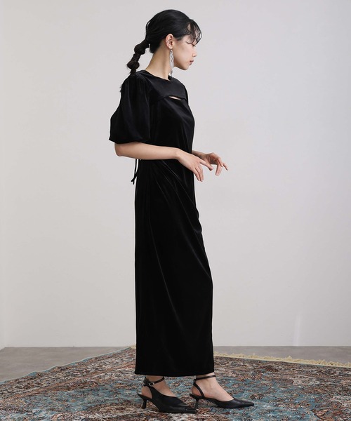 セール】ミモレ丈&袖ありフォーマル2wayベロアセレモニー結婚式二次会