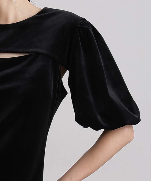 ミモレ丈&袖ありフォーマル2wayベロアセレモニー結婚式二次会