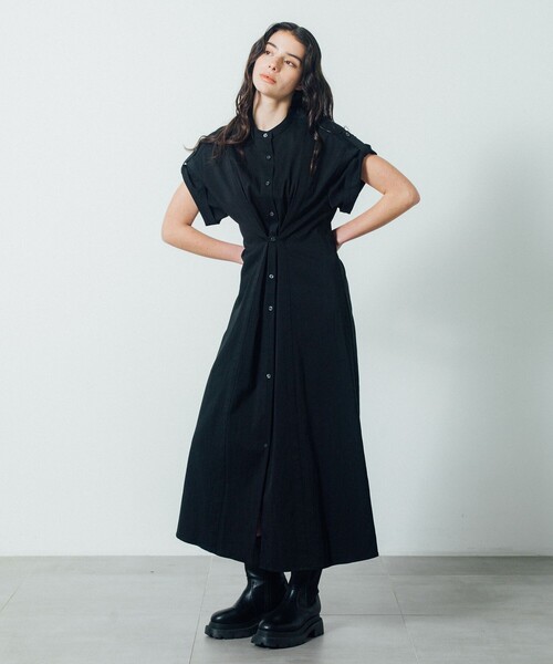 CITY TOKYO（シティトウキョウ）の「Back Tuck Arrangement Dress / バックタックアレンジメントワンピース（ワンピース・レディース・ブラック/ホワイト・1/2）」の10枚目の写真