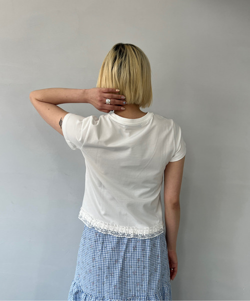 ドッグプリント レースヘム 半袖Tシャツ FC25S203【Fano Studios