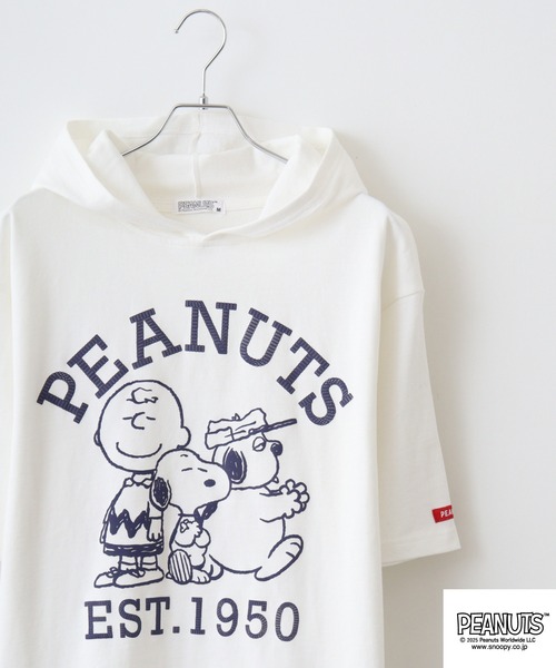 PEANUTS(ピーナッツ)の「PEANUTS集合柄発泡プリントパーカー(Tシャツ/カットソー・メンズ・オフホワイト/杢グレー/ネイビー・LL/L/M)」の2枚目の写真