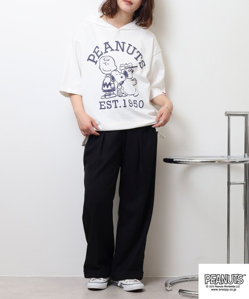 PEANUTS(ピーナッツ)の「PEANUTS集合柄発泡プリントパーカー(Tシャツ/カットソー・メンズ・オフホワイト/杢グレー/ネイビー・LL/L/M)」の12枚目の写真