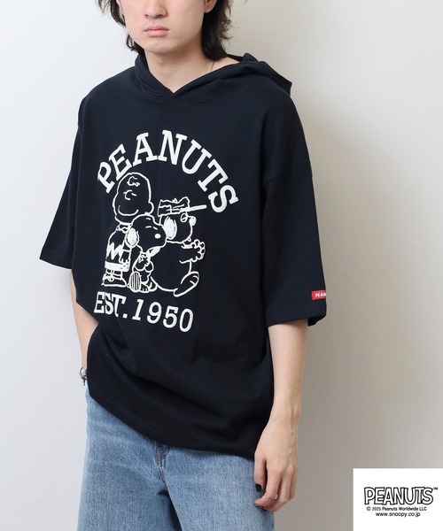 PEANUTS(ピーナッツ)の「PEANUTS集合柄発泡プリントパーカー(Tシャツ/カットソー・メンズ・オフホワイト/杢グレー/ネイビー・LL/L/M)」の13枚目の写真