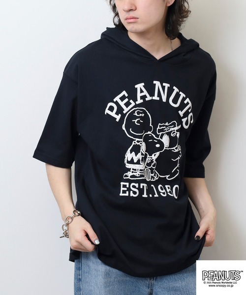PEANUTS(ピーナッツ)の「PEANUTS集合柄発泡プリントパーカー(Tシャツ/カットソー・メンズ・オフホワイト/杢グレー/ネイビー・LL/L/M)」の4枚目の写真