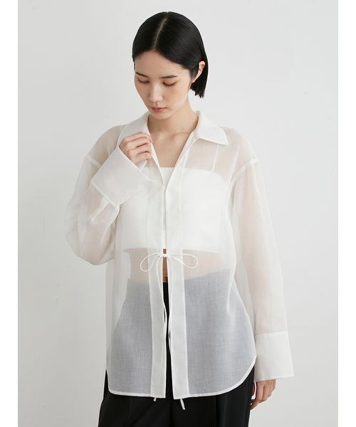 MIESROHE（ミースロエ）の「ｵｰﾌﾟﾝｶﾗｰｼｱｰｼｬﾂ（Tシャツ/カットソー・レディース・グリーン/ホワイト/ブラック・FREE）」の2枚目の写真