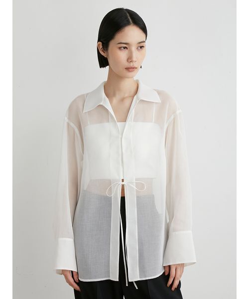 MIESROHE（ミースロエ）の「ｵｰﾌﾟﾝｶﾗｰｼｱｰｼｬﾂ（Tシャツ/カットソー・レディース・グリーン/ホワイト/ブラック・FREE）」の4枚目の写真