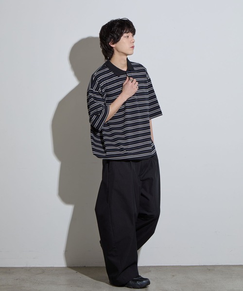 値下げ　新品　BRIEFING カラーブロックポロシャツL セール】【SLICK/スリック】Multi Border Drawstring Polo Shirt