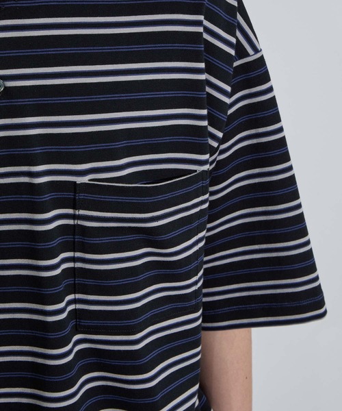 SLICK/スリック】Multi Border Drawstring Polo Shirt / マルチ