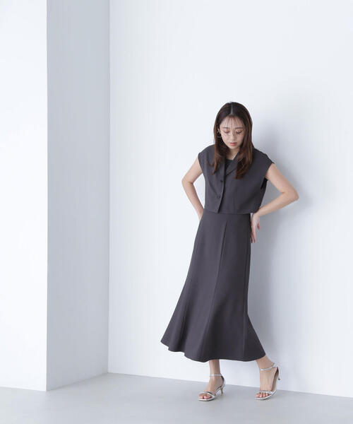 NATURAL BEAUTY BASIC(ナチュラルビューティーベーシック)の「◇ショートジャケット&ワンピースセット(ワンピース・レディース・チャコールグレー/ブラウン・SMALL/MEDIUM/P/S)」の5枚目の写真