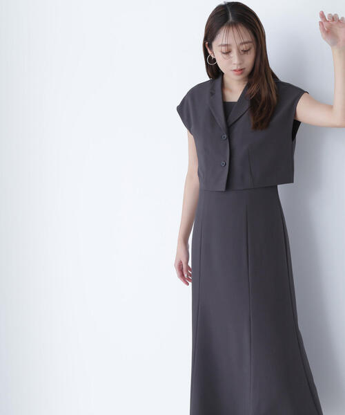 NATURAL BEAUTY BASIC(ナチュラルビューティーベーシック)の「◇ショートジャケット&ワンピースセット(ワンピース・レディース・チャコールグレー/ブラウン・SMALL/MEDIUM/P/S)」の6枚目の写真