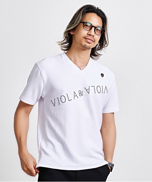 VIOLA（ヴィオラ）の「『VIOLA rumore/ヴィオラ ルモーレ』V/N半袖Tシャツ（Tシャツ/カットソー・メンズ・ブラック/ホワイト/ラベンダー・XL/L/M）」の4枚目の写真