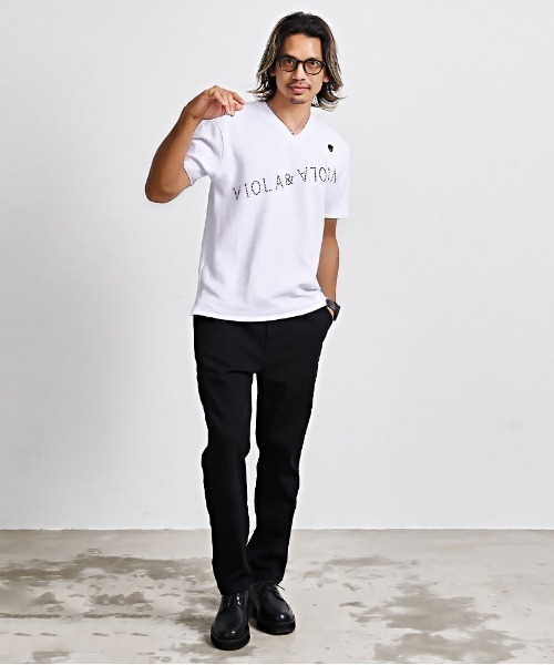 VIOLA（ヴィオラ）の「『VIOLA rumore/ヴィオラ ルモーレ』V/N半袖Tシャツ（Tシャツ/カットソー・メンズ・ブラック/ホワイト/ラベンダー・XL/L/M）」の7枚目の写真