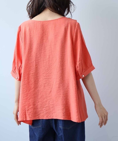 ブラウス シャツ 「L〜5L 大きいサイズ」リネンライクラッフルフリルブラウス 半袖 春夏 レディース セール】【L～5L 大きいサイズ】リネンライクラッフルフリル