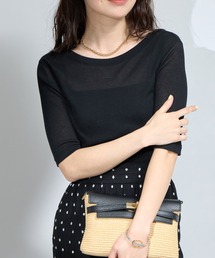 La boutique BonBon | 【着回し力抜群】シアーテレコ5分袖前後２WAYカットソー(Tシャツ/カットソー)