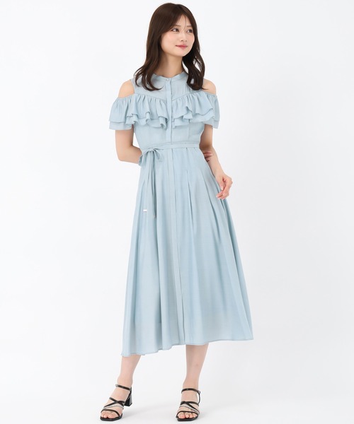 MISCH MASCH(ミッシュマッシュ)の「オープンショルダーラッフル2wayワンピース(ワンピース・レディース・ホワイト/ブラック/ブルー・S/M)」の8枚目の写真