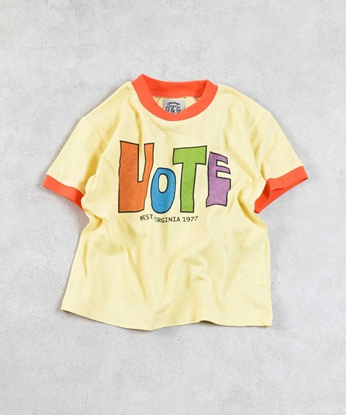 Ocean&Ground(オーシャン&グラウンド)の「VOTEリンガーTシャツ(Tシャツ/カットソー・キッズ・ピンク/ホワイト/イエロー・80/90/95/100/110/120/130/140)」の2枚目の写真