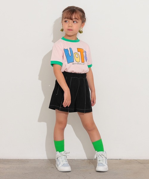 Ocean&Ground(オーシャン&グラウンド)の「VOTEリンガーTシャツ(Tシャツ/カットソー・キッズ・ピンク/ホワイト/イエロー・80/90/95/100/110/120/130/140)」の10枚目の写真