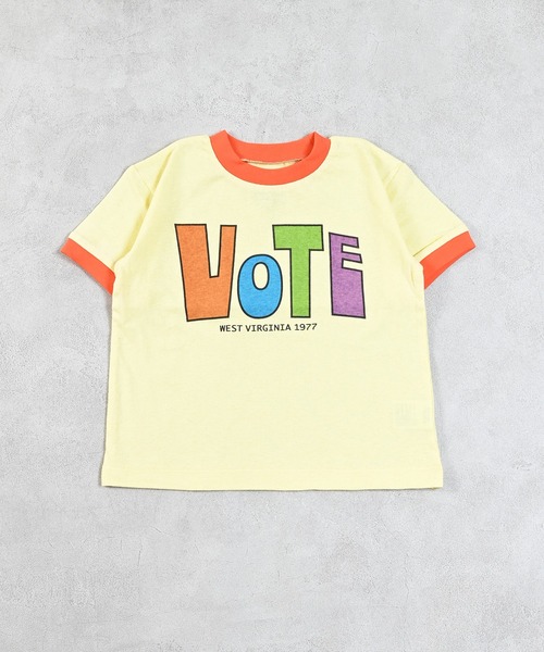 Ocean&Ground(オーシャン&グラウンド)の「VOTEリンガーTシャツ(Tシャツ/カットソー・キッズ・ピンク/ホワイト/イエロー・80/90/95/100/110/120/130/140)」の14枚目の写真
