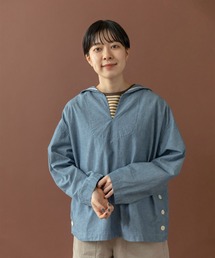 PAR ICI | セルヴィッチシャンブレー/ストライプ セーラーシャツ(シャツ/ブラウス)