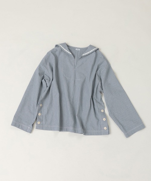 PAR ICI(パーリッシィ)の「セルヴィッチシャンブレー/ストライプ セーラーシャツ(シャツ/ブラウス・レディース・その他/サックスブルー/アイボリー・FREE)」の3枚目の写真