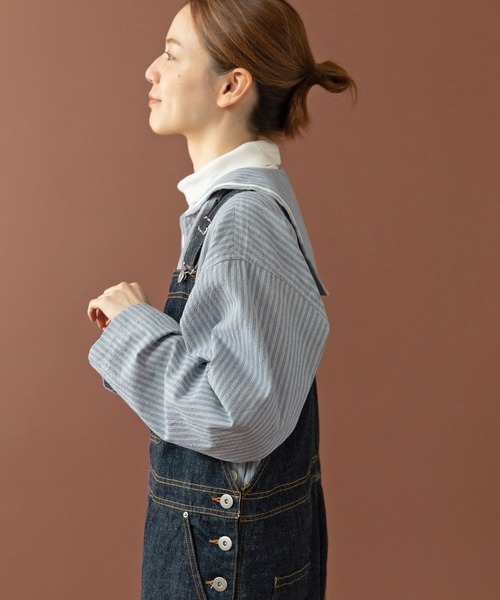 PAR ICI(パーリッシィ)の「セルヴィッチシャンブレー/ストライプ セーラーシャツ(シャツ/ブラウス・レディース・その他/サックスブルー/アイボリー・FREE)」の9枚目の写真