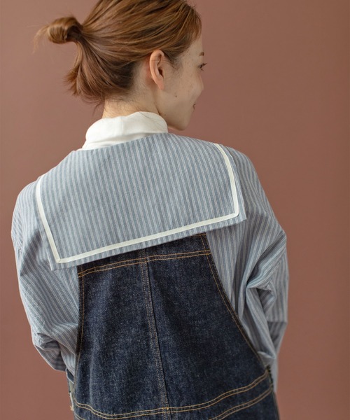 PAR ICI(パーリッシィ)の「セルヴィッチシャンブレー/ストライプ セーラーシャツ(シャツ/ブラウス・レディース・その他/サックスブルー/アイボリー・FREE)」の12枚目の写真