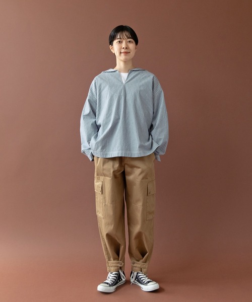 PAR ICI(パーリッシィ)の「セルヴィッチシャンブレー/ストライプ セーラーシャツ(シャツ/ブラウス・レディース・その他/サックスブルー/アイボリー・FREE)」の4枚目の写真