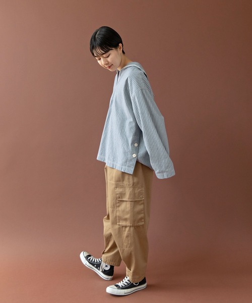 PAR ICI(パーリッシィ)の「セルヴィッチシャンブレー/ストライプ セーラーシャツ(シャツ/ブラウス・レディース・その他/サックスブルー/アイボリー・FREE)」の5枚目の写真